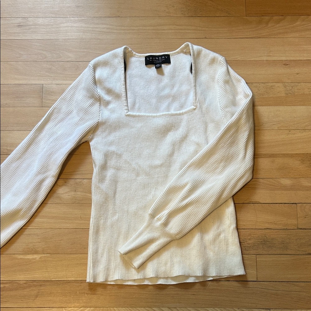 Laundry by Shelli Segal Cream Ribbed Women's Sweater